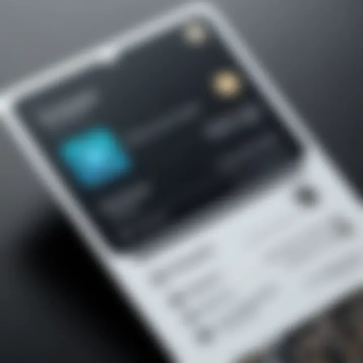 Close-up of a digital business card with scanning technology