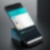 Smartphone displaying a business card scanning app interface