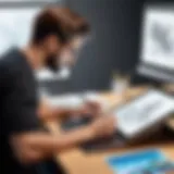 Artist using a drawing tablet with Clip Studio Paint