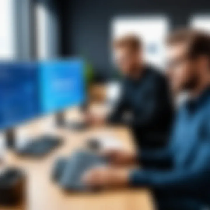 Grooming professionals collaborating with a software consultant