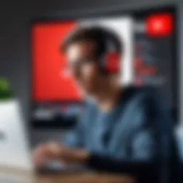 Illustration of a person clicking on YouTube account settings