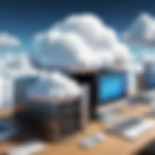 A digital illustration depicting cloud storage solutions