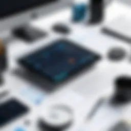 A collection of various estimating tools arranged on a workspace.