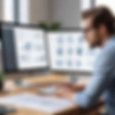 Architect Analyzing Design Options A professional architect analyzing design options using a digital modeling tool