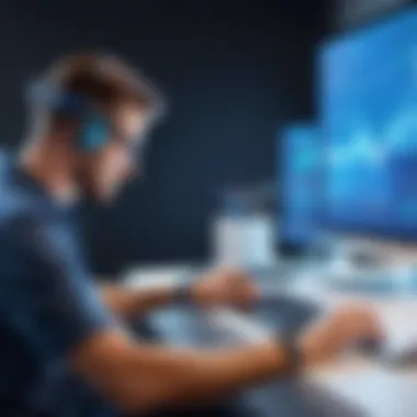 A futuristic depiction of accounting software trends impacting subcontractors