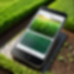 Illustration of smartphone with lawn care app interface