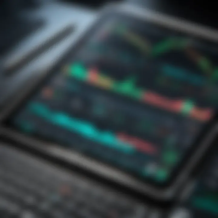 Detailed chart analysis using thinkorswim on iPad Pro, emphasizing technical indicators.