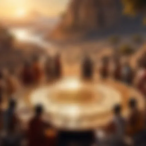 A depiction of ancient societies engaging in communal gatherings, symbolizing the origins of ecclesia.