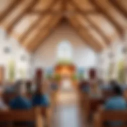 A serene church interior showcasing a community gathering