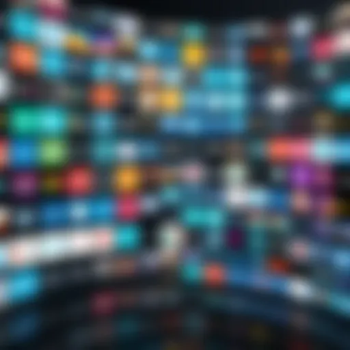 A digital interface showcasing various streaming platforms