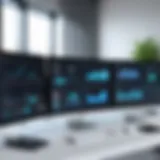 A modern real estate office setup showcasing transaction management software on a computer screen.