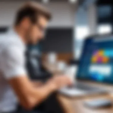 Business Owner Selecting a Booking App on a Laptop Business owner selecting a booking app on a laptop
