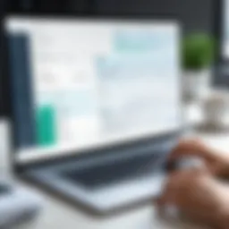 A person analyzing multiple tax application interfaces on a laptop.