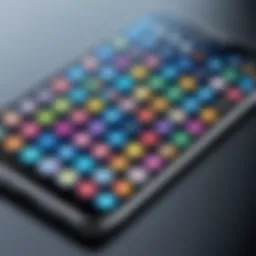 A vibrant illustration showcasing a smartphone with various shopping app icons on the screen