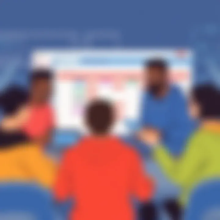 A diverse group of individuals collaborating using a scheduling tool