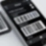 Close-up of a smartphone displaying a barcode grading app interface