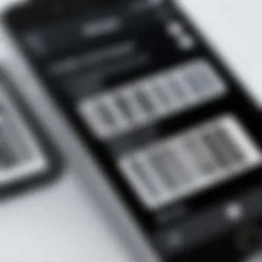 Barcode Grading App Interface Close-up of a smartphone displaying a barcode grading app interface