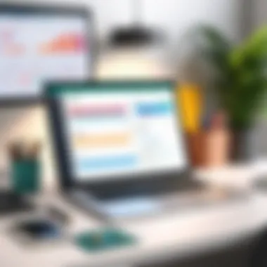 A cozy workspace featuring a laptop open to a productivity dashboard, with notes and a planner nearby.