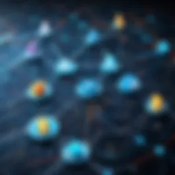 An abstract representation of data connectivity and search management.