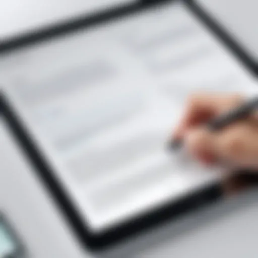 Digital signature on a tablet screen