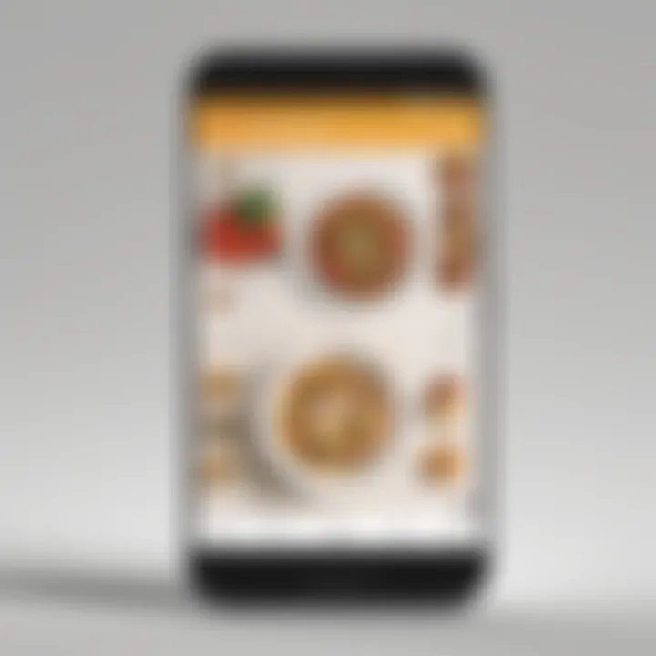 Minimalistic illustration of a smartphone with Google Food App displayed