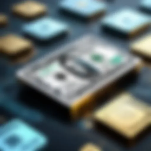 Abstract digital art of money transfer concept