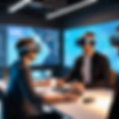 Creative Collaboration in VR Development Creative professionals collaborating on a VR project