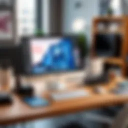 Creative workspace featuring sticker design tools