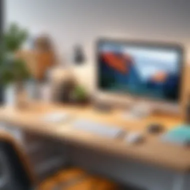 Organized Workspace for Design An organized workspace depicting a Mac setup with interior design software in use.