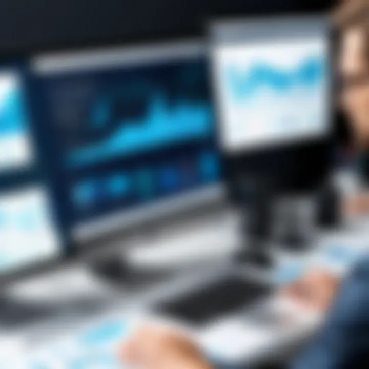 A strategic planning session featuring charts and analytics on a screen
