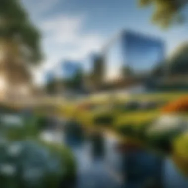 Harmony of Nature and Design A serene landscape that merges nature with modern architecture