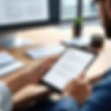 User Reviewing Documents for Editing User reviewing documents on an Android device