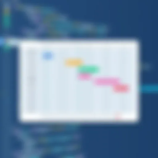 Gantt chart illustrating project timelines and tasks